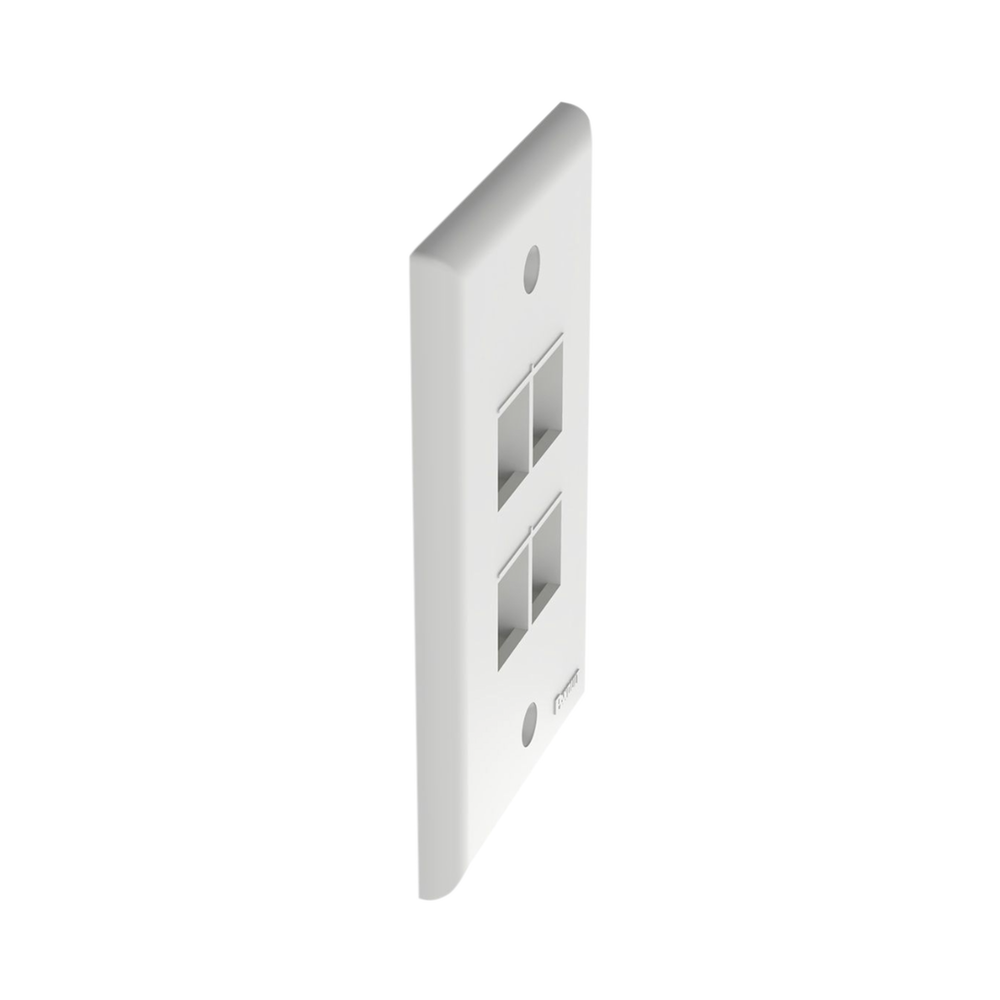 Placa de Pared Vertical, Salida Para 4 Puertos Keystone, Color Blanco