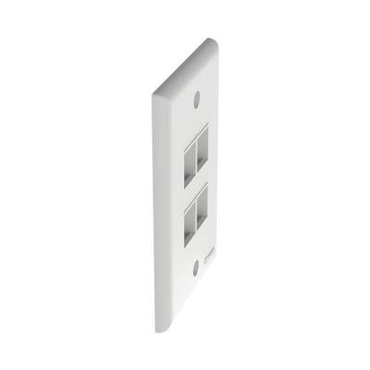 Placa de Pared Vertical, Salida Para 4 Puertos Keystone, Color Blanco