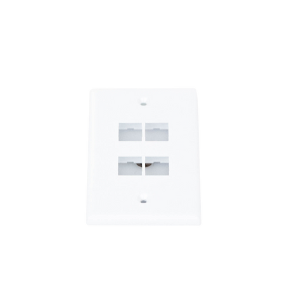 Placa de Pared Vertical, Salida Para 4 Puertos Keystone, Color Blanco