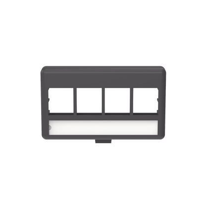 Placa de Mobiliario Modular Estándar, Salidas Para 4 Puertos Keystone, Color Negro