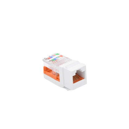 Conector Jack Estilo Leadframe, Tipo Keystone, Categoría 5e, de 8 Posiciones y 8 Cables, Color Blanco