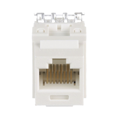 Conector Jack Estilo 110 (de Impacto), Tipo Keystone, Categoría 6, de 8 Posiciones y 8 Cables, Color Blanco Mate