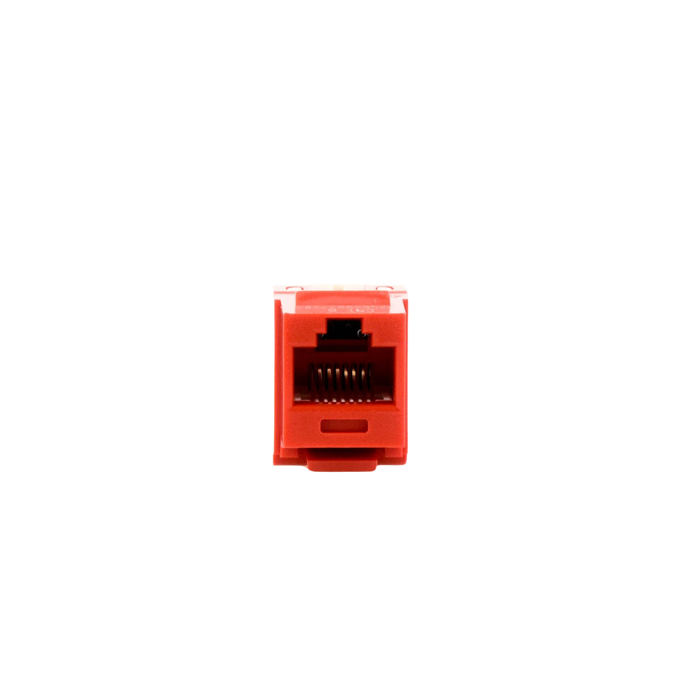 Conector Jack Estilo 110 (de Impacto), Tipo Keystone, Categoría 6, de 8 Posiciones y 8 Cables, Color Rojo