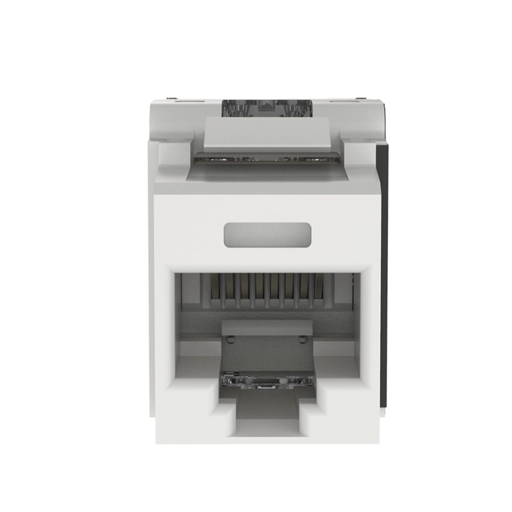 Conector Jack Estilo 110 (de Impacto), Tipo Keystone, Categoría 6A, de 8 Posiciones y 8 Cables, Color Blanco