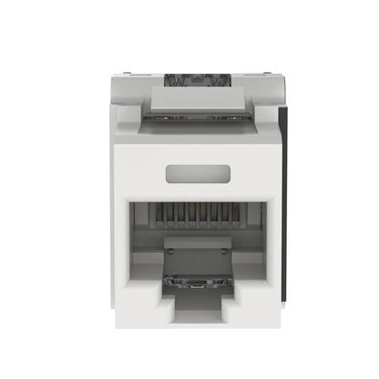 Conector Jack Estilo 110 (de Impacto), Tipo Keystone, Categoría 6A, de 8 Posiciones y 8 Cables, Color Blanco