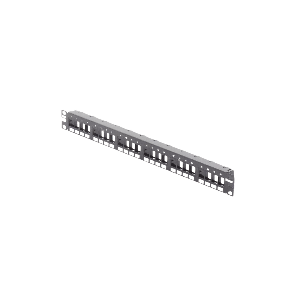 Panel de Parcheo Modular Keystone (Sin Conectores), Numerado y Espacio para Etiquetas, de 24 Puertos, 1UR