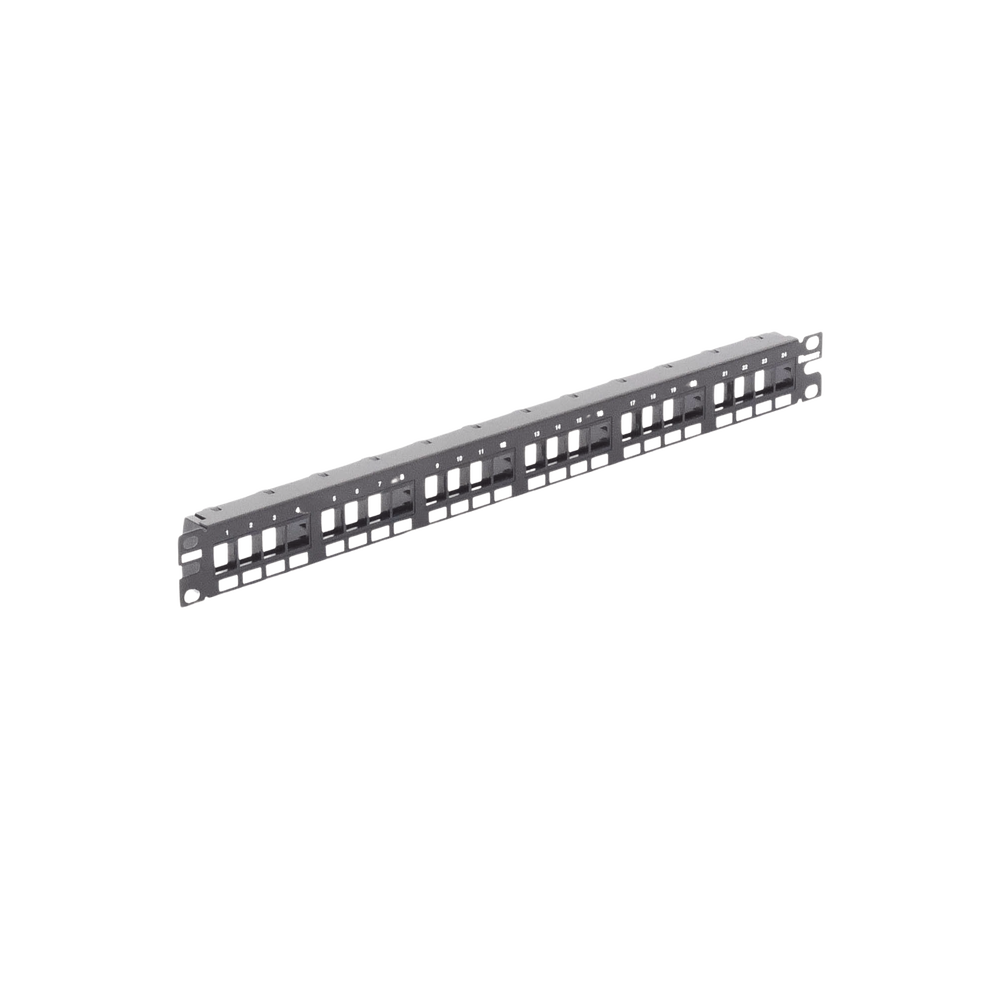 Panel de Parcheo Modular Keystone (Sin Conectores), Numerado y Espacio para Etiquetas, de 24 Puertos, 1UR