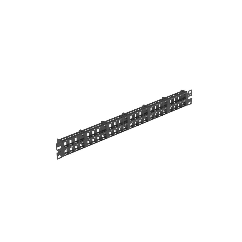 Panel de Parcheo Modular de Alta Densidad, Keystone (Sin Conectores), Identificación con Etiqueta Adhesiva, de 48 Puertos en 1 UR