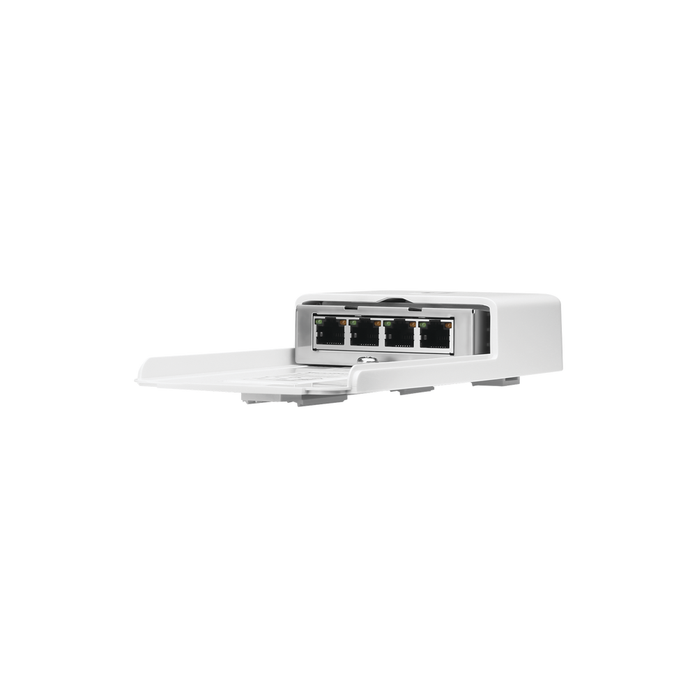 Switch PoE 24 V de Paso para Exterior con 4 Puertos Gigabit (1 PoE In, 3 PoE Out) NanoSwitch