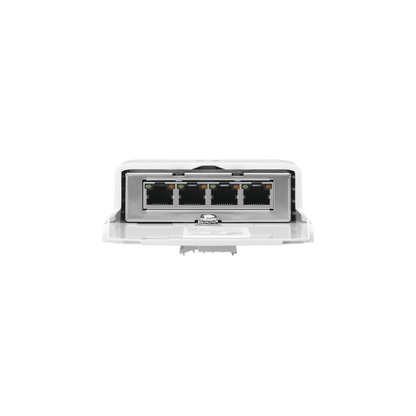 Switch PoE 24 V de Paso para Exterior con 4 Puertos Gigabit (1 PoE In, 3 PoE Out) NanoSwitch