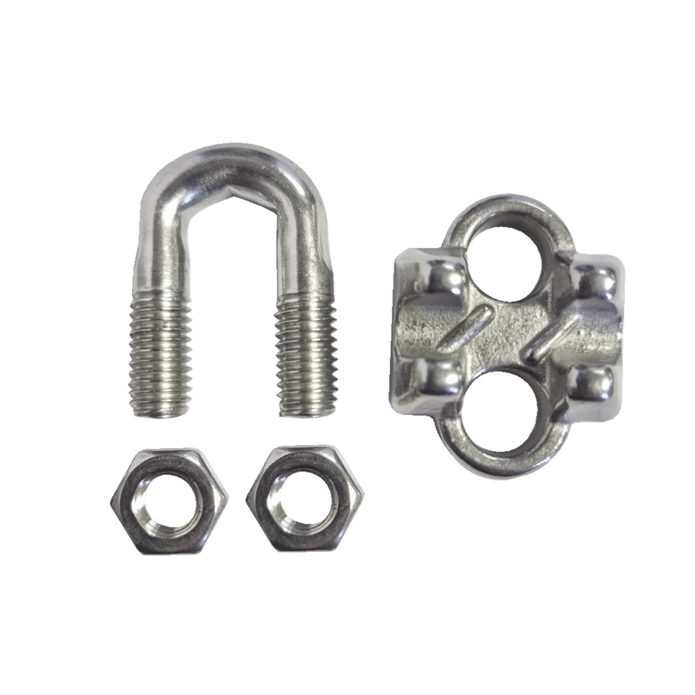 Nudo/ Perro/ Abrazadera Acero Forjado para Cable de 1/4", Acero Inoxidable.
