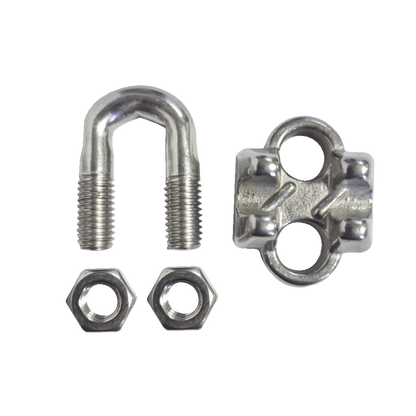 Nudo/ Perro/ Abrazadera Acero Forjado para Cable de 1/4", Acero Inoxidable.