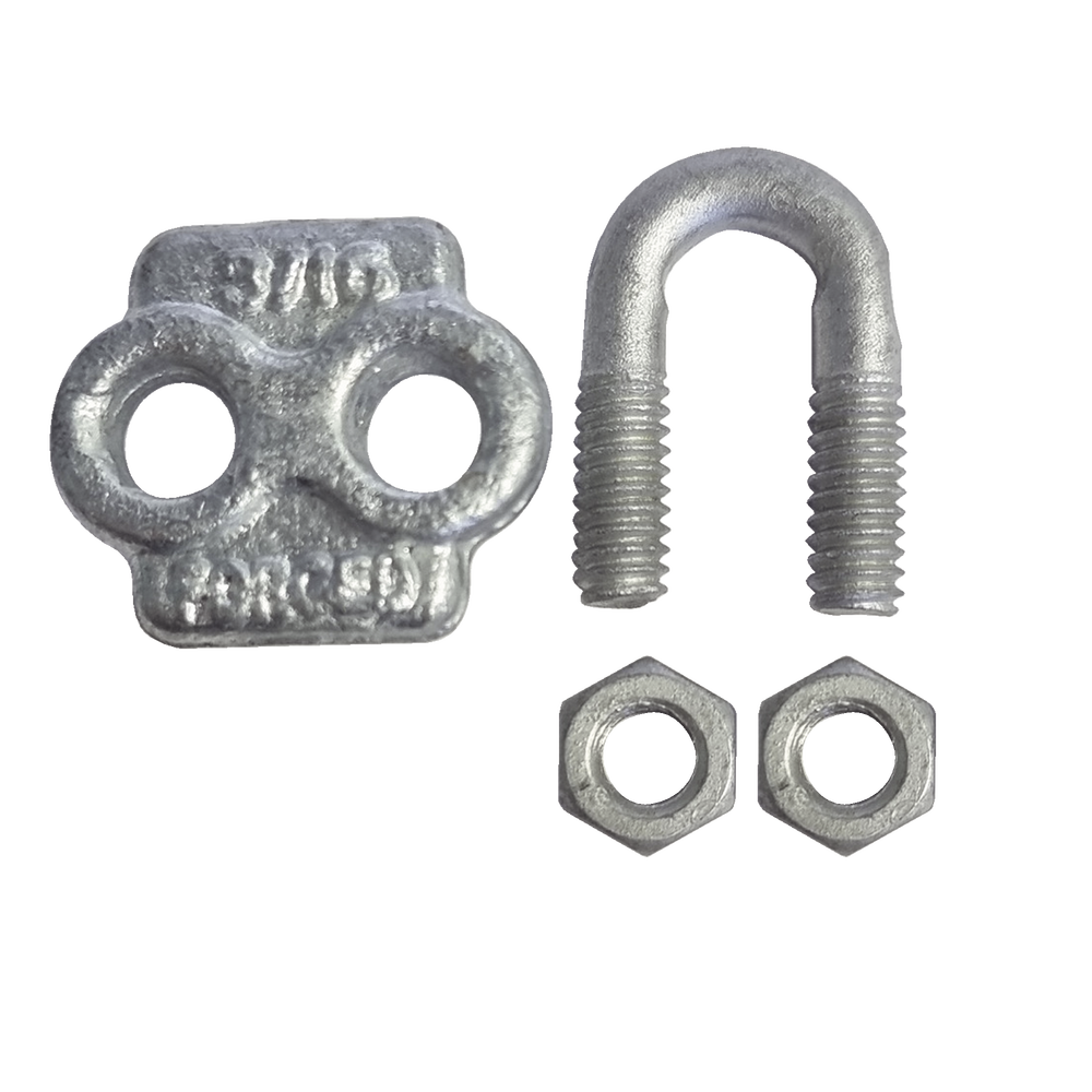 Nudo/ Perro/ Abrazadera Acero Forjado para Cable de 3/16" Galv. Inmersión en Caliente.