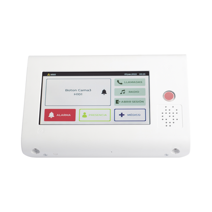 Terminal de Habitación IP para Hospitales / Lector RFID 125 KHz / Audio Bidireccional / SIP / PoE / Pantalla Táctil 7" / Compatible con NX1071 y NX1075