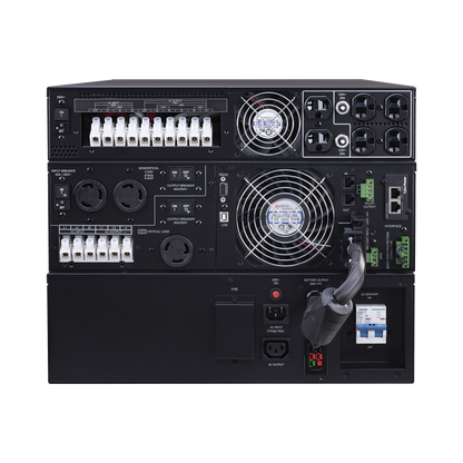 UPS de 10000 VA/10000 W, Online Doble Conversión, 200 - 240 Vac de Entrada, 120 - 240 Vac de Salida, Entrada Hardwired, Onda Senoidal Pura, Torre o Rack de 8 UR, Con 6 Tomas NEMA 5-20R, 3 NEMA L6-30R y Terminal Hardwire
