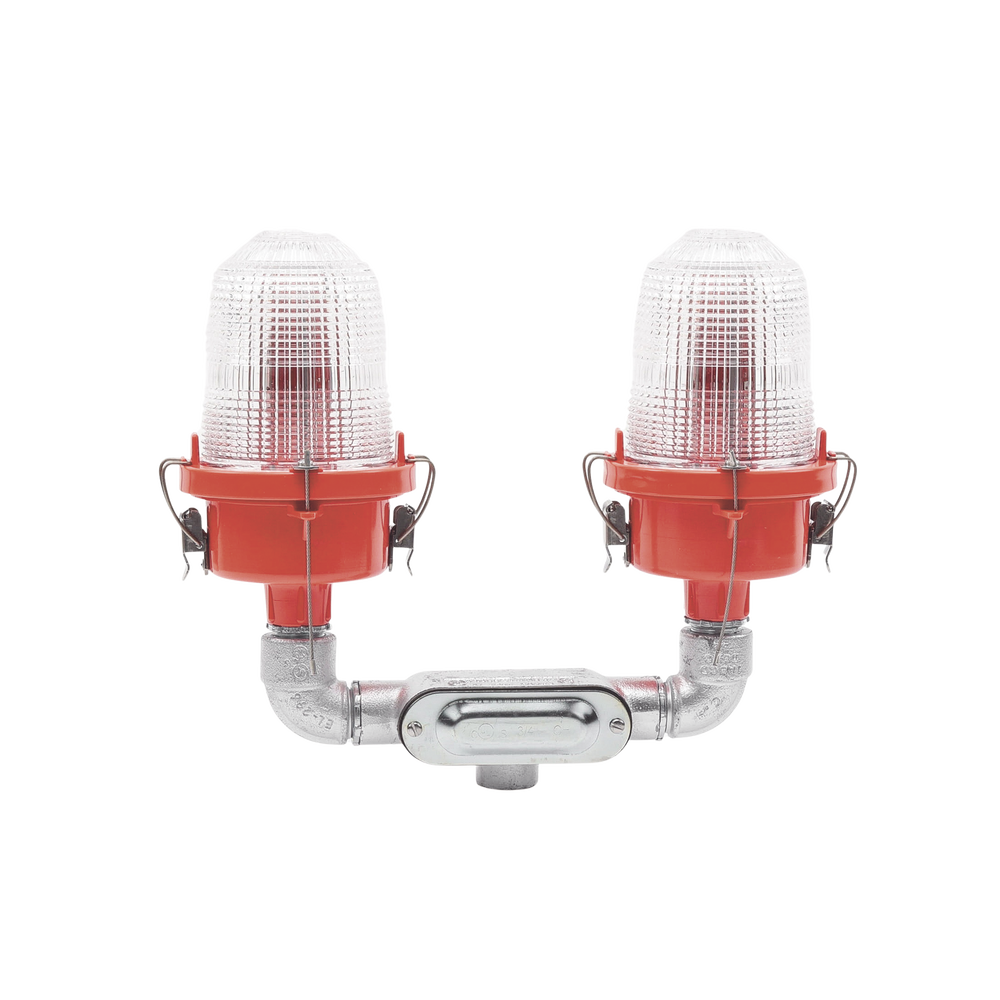 Lámpara de Obstrucción Roja Certificada/ Luz Fija Tipo L-810 Doble LED/ 120 - 240 Vca/ Luz Infraroja