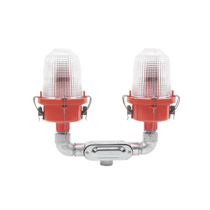 Lámpara de Obstrucción Roja Certificada/ Luz Fija Tipo L-810 Doble LED/ 120 - 240 Vca/ Luz Infraroja