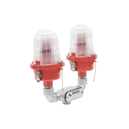 Lámpara de Obstrucción Roja Certificada/ Luz Fija Tipo L-810 Doble LED/ 120 - 240 Vca/ Luz Infraroja