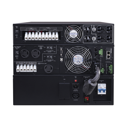 UPS de 8000 VA/8000 W, Online Doble Conversión, 200 - 240 Vac de Entrada, 120 - 240 Vac de Salida, Entrada Hardwired, Onda Senoidal Pura, Torre o Rack de 8 UR, Con 6 Tomas NEMA 5-20R, 3 NEMA L6-30R y Terminal Hardwired