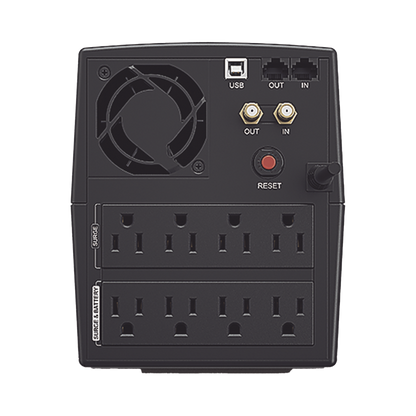 UPS de 1500 VA/900 W, Topología Línea Interactiva, Entrada 120 Vca NEMA 5-15P, y 8 Salidas NEMA 5-15R, Con Regulador de Voltaje (AVR)