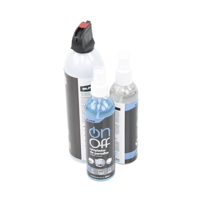 Kit de Limpieza, incluye 4 productos especializados en limpieza de pantallas y superficies, equipo de cómputo y electrónicos