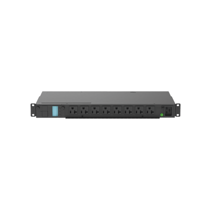 PDU Monitoreable (MI) para Distribución de Energía, Enchufe de Entrada NEMA 5-15P, Con 8 Salidas 5-20R, Horizontal 19in, 120 Vca, 15 Amp, 1UR