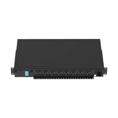PDU Monitoreable (MI) para Distribución de Energía, Enchufe de Entrada NEMA 5-15P, Con 8 Salidas 5-20R, Horizontal 19in, 120 Vca, 15 Amp, 1UR
