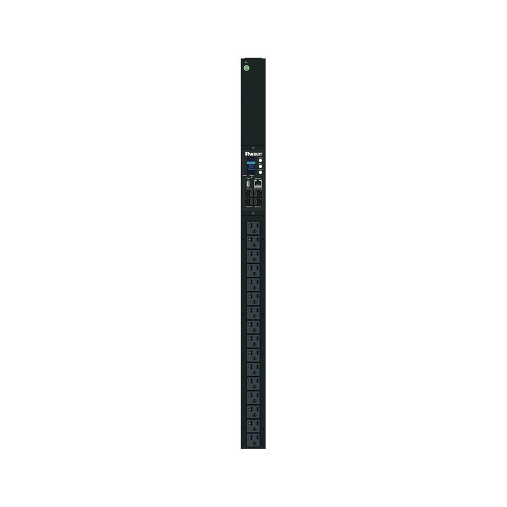 PDU Monitoreable (MI) para Distribución de Energía, Enchufe de Entrada NEMA 5-15P, Con 16 Salidas NEMA 5-20R, de Instalación Vertical, 120 Vca, 15 Amp