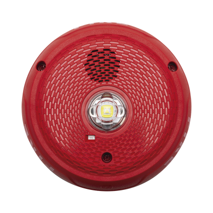 Sirena con Lámpara LED Estroboscópica / Montaje en Techo / Nivel de Candelas Seleccionable / Color Rojo / Nuevo Diseño Moderno y Elegante / Menor Consumo de Corriente / Uso exterior