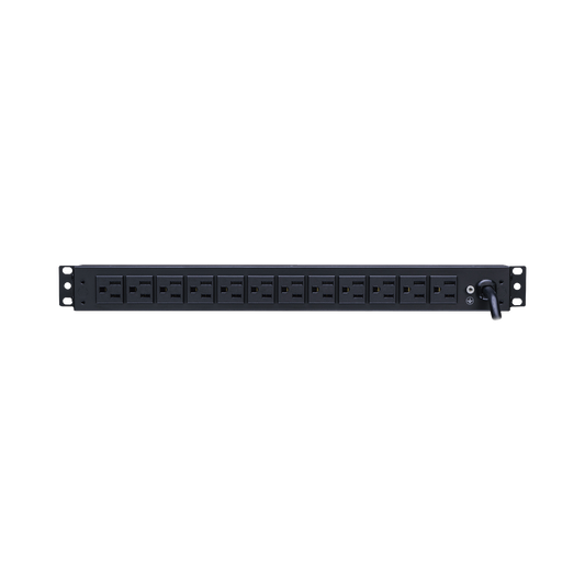 PDU Básico Para Distribución de Energía, Con 12 Tomas NEMA 5-15R Traseras y 2 Tomas 5-15R Frontales, 1UR, 15 Amp, 120 Vca