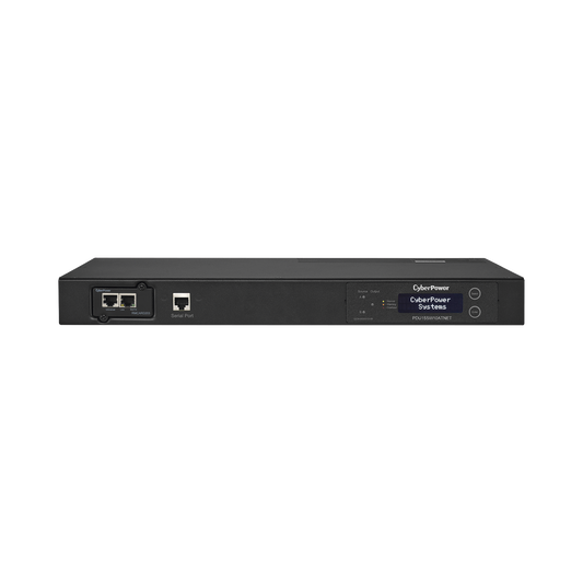 PDU ATS (Fuente Redundante Auto-transferible) Monitoreable, Para Distribución de Energía, 2 Entradas 120 Vca NEMA5-15P, Con 10 Salidas NEMA 5-15R, Horizontal 19in, 1UR