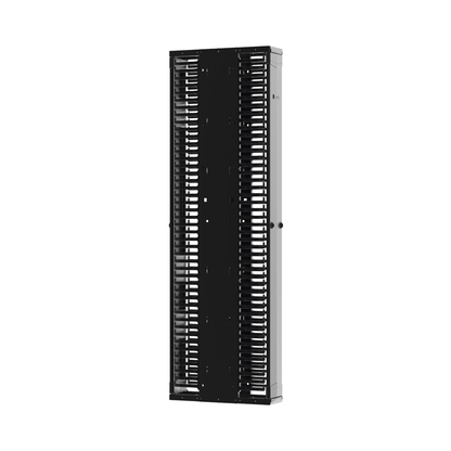 Organizador Vertical PatchRunner™ Mejorado, Doble (Frontal y Posterior), Para Rack Abierto de 45 Unidades, 12in de Ancho, Color Negro
