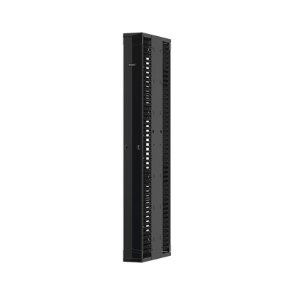 Organizador Vertical PatchRunner™ Mejorado, Doble (Frontal y Posterior), Para Rack Abierto de 45 Unidades, 12in de Ancho, Color Negro