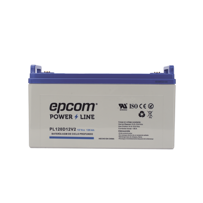 Batería de respaldo 12 120 Ah AGM | Certificada UL94-HB Retardo a la flama básica | Ciclo profundo | Para uso en aplicaciones fotovoltaicas y de emergencia | Terminales T4