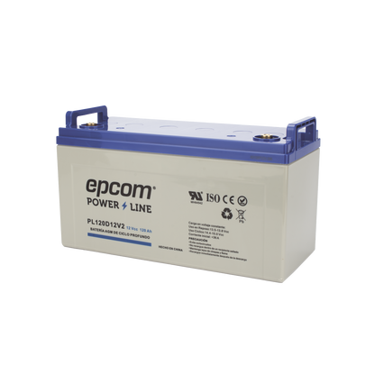 Batería de respaldo 12 120 Ah AGM | Certificada UL94-HB Retardo a la flama básica | Ciclo profundo | Para uso en aplicaciones fotovoltaicas y de emergencia | Terminales T4