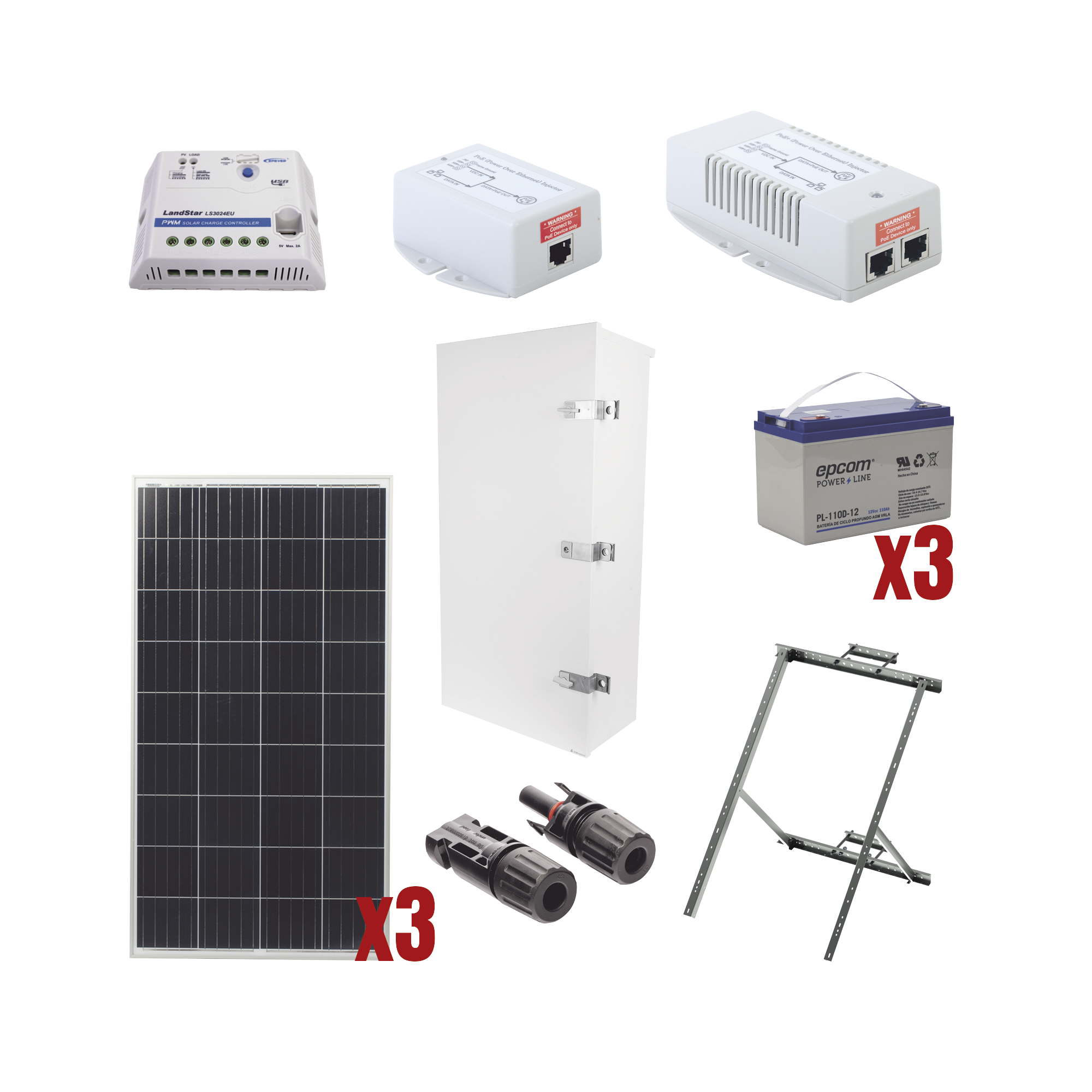 Kit Solar de 35 W con PoE 802.3af y PoE Pasivo 24 Vcc para una Cámara ...