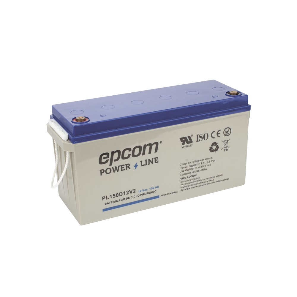 Batería de respaldo 12 V 150 Ah AGM | Certificada UL94-HB Retardo a la flama básica | Ciclo profundo | Para uso en aplicaciones fotovoltaicas y de emergencia | Terminales T5