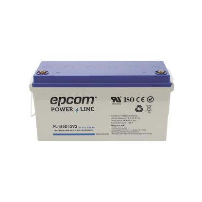 Batería de respaldo 12 V 150 Ah AGM | Certificada UL94-HB Retardo a la flama básica | Ciclo profundo | Para uso en aplicaciones fotovoltaicas y de emergencia | Terminales T5