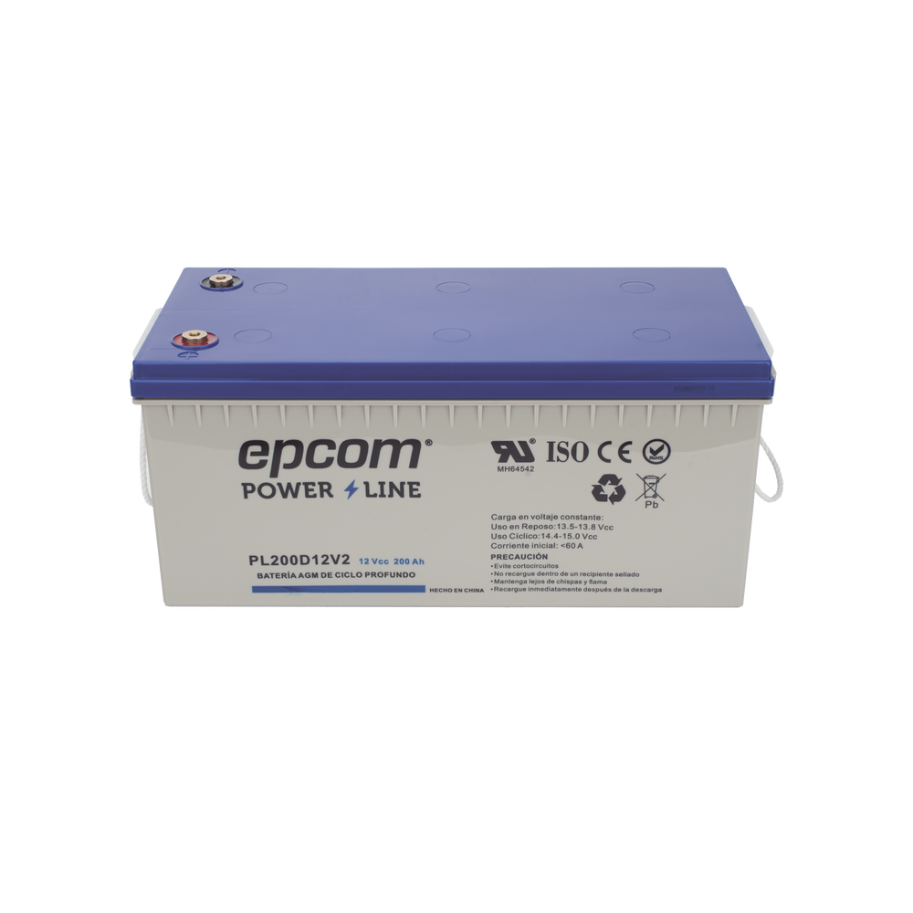 Batería de respaldo 12 V 200 Ah AGM | Certificada UL94-HB Retardo a la flama básica | Ciclo profundo | Para uso en aplicaciones fotovoltaicas y de emergencia | Terminales T5
