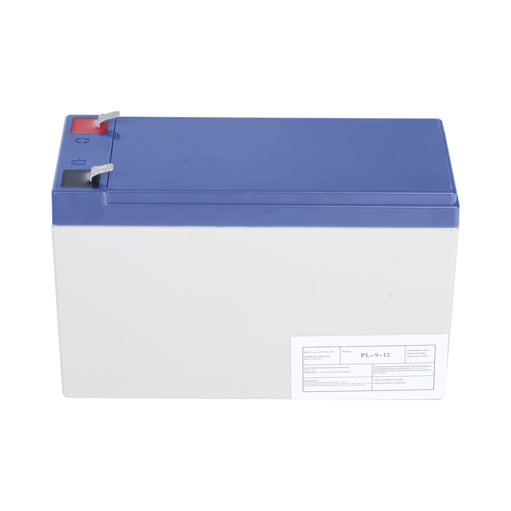 Batería 12 Vcc / 9 Ah / UL / Tecnología AGM-VRLA / Para uso en equipo electrónico Alarmas de intrusión / Incendio/ Control de acceso / Video Vigilancia / Terminales F1 / Cargador recomendado CHR-80.