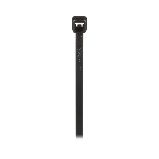 Cincho de Nylon 6.6 de Bloqueo, 203 mm largo x 2.5mm ancho, Color Negro, Exterior Resistente a Rayos UV, Paquete de 1000pz