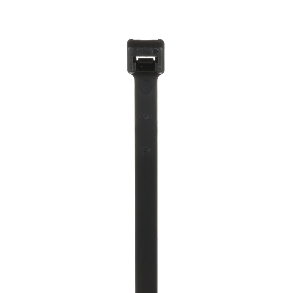 Cincho de Nylon 6.6 Pan-Ty, 368mm largo x 7.6mm ancho, Color Negro, Exterior Resistente a Rayos UV, Paquete de 100pz