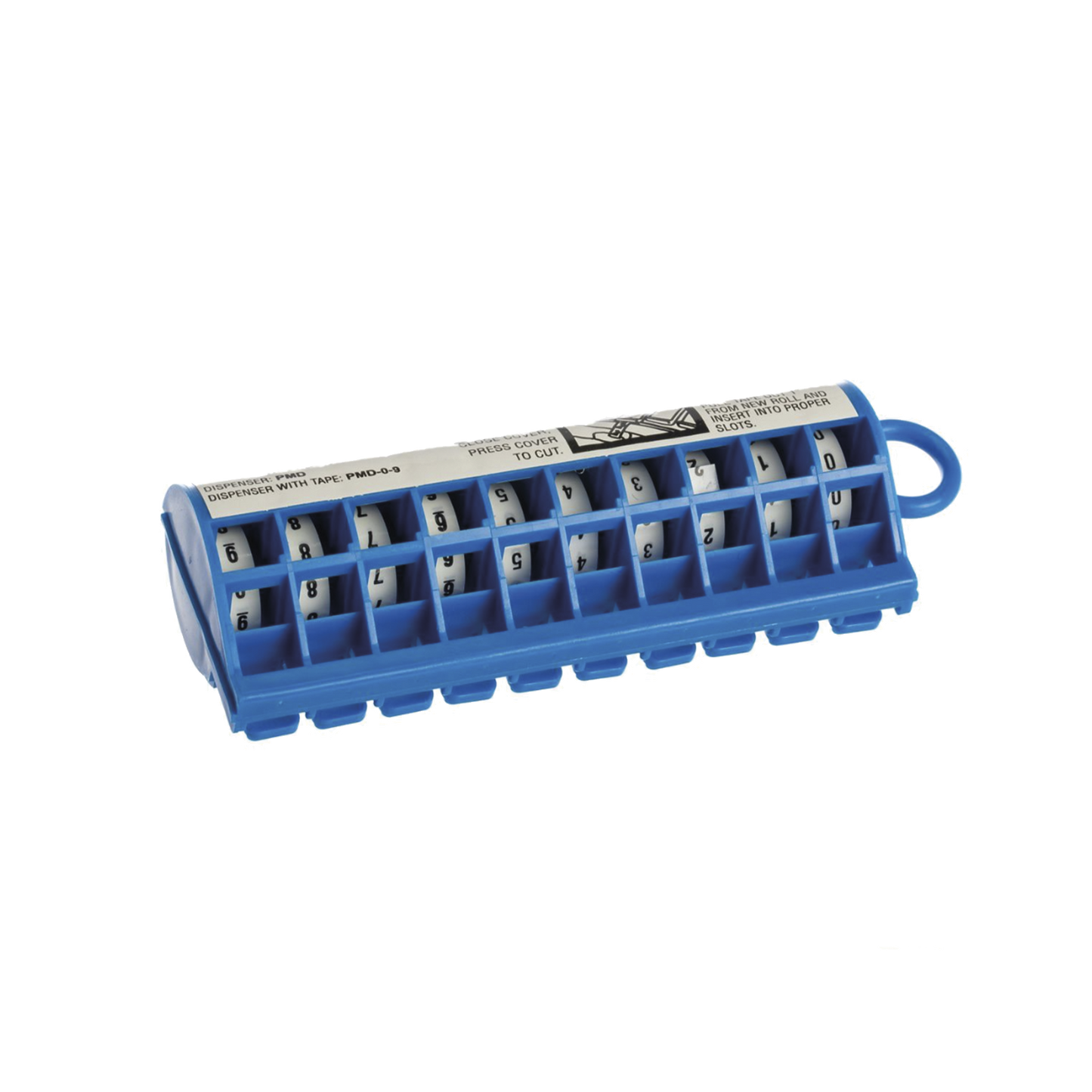 Dispensador de Etiquetas Marcadoras, Con Rollos Pre-Impresos con Números 0-9, de 2.4 Metros (7.87 Pies), Color Blanco