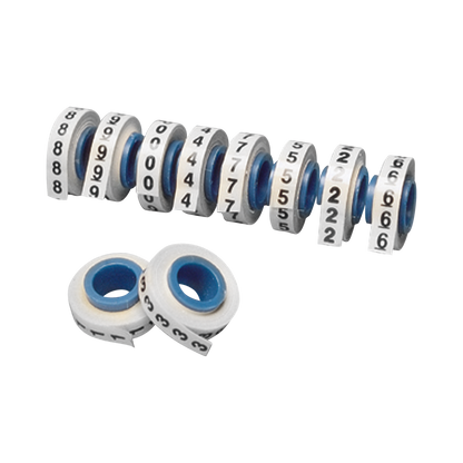 10 Rollos de Etiquetas Marcadoras, Pre-Impresos con los Números 0-9, de 2.4 Metros (7.87 Pies), Color Blanco