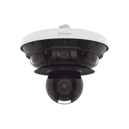 Cámara IP Multisensor 34MP (4 sensores 4K) con lentes motorizados / PTZ 2 MP 40X / Hasta 2 tarjetas MicroSD de 512GB / WDR de hasta 150dB / IP66 / IK10 / autoseguimiento / Inteligencia artificial para eventos