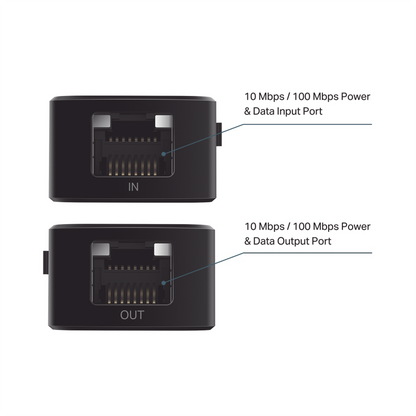 Extensor PoE 802.3 af/at / 2 puerto 10/100 Mbps / Plug and Play / Salida PoE Hasta 20W / Extensor Hasta 250 Metros