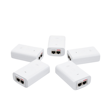 5 Unidades del Adaptador PoE Ubiquiti de 24 VDC, 0.5 A con puerto Gigabit, color blanco
