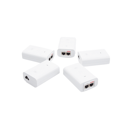5 Unidades del Adaptador PoE Ubiquiti de 24 VDC, 1.0 A con puerto Gigabit, color blanco