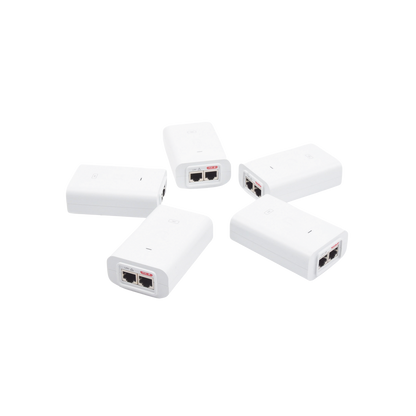 5 Unidades del Adaptador PoE Ubiquiti de 24 VDC, 1.0 A con puerto Gigabit, color blanco