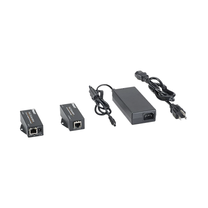 Kit de Extensor PoE/PoE+, Hasta 610 Metros (2000 ft) con Cable Cat5e o Cat6, 10/100Mbps, Incluye Transmisor, Receptor y Fuente de Alimentación